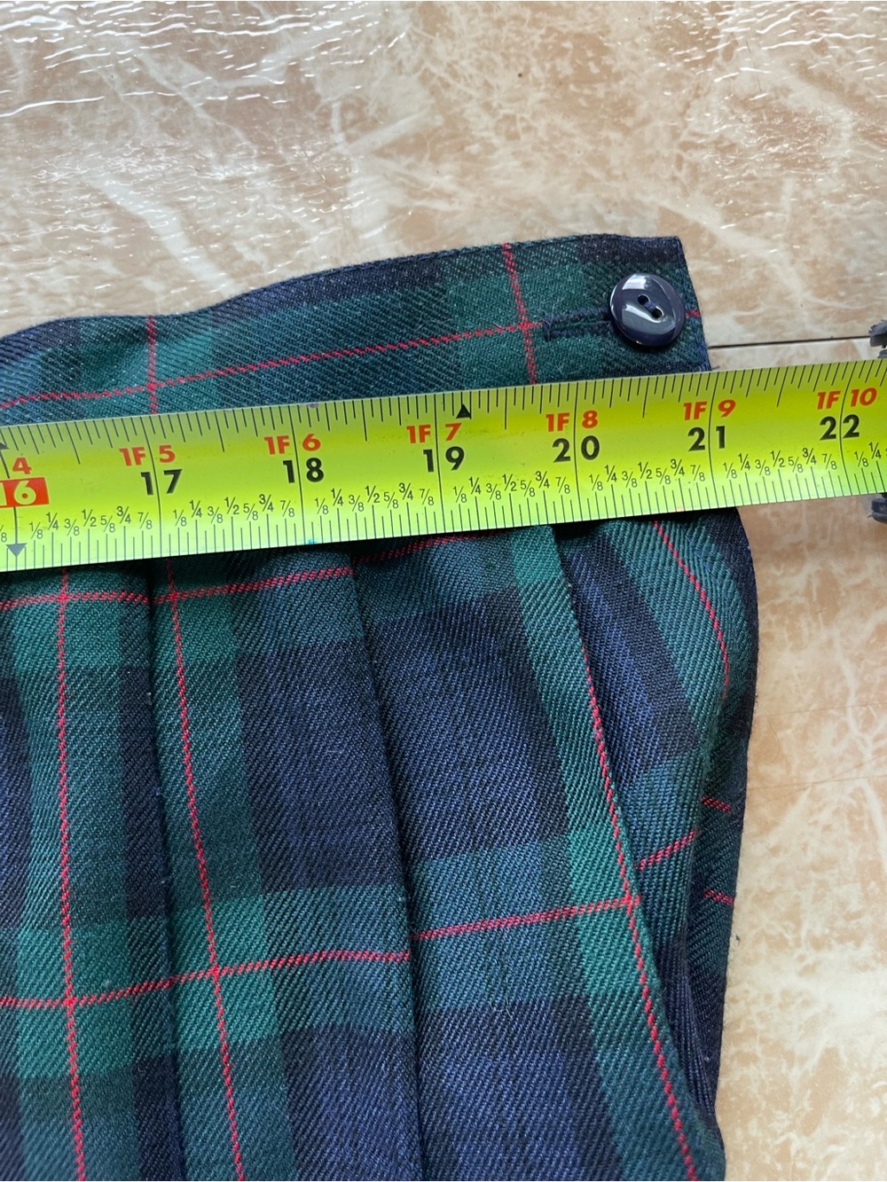Plaid A-Line Skirt in Green and Navy - Picture 4 of 5